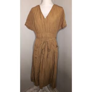 Madewell linen-blend Dolman sleeve tie waist midi dress 8